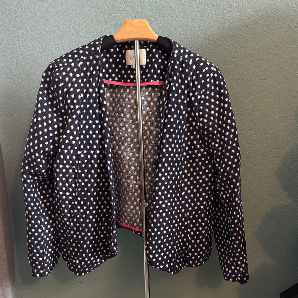 Polka Dot Women's Jacket - navy blue and White